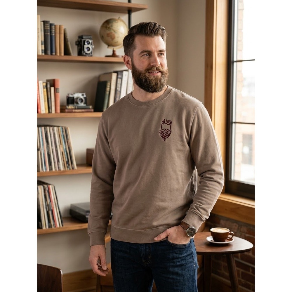 Graphic Beard Logo Goodfellow & Co Brown Cotton Sweatshirt Size XXL Extra Large
